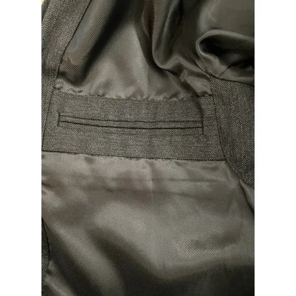 Eddie Bauer Mens Dark Gray Canvas Blazer Size M Medium Herringbone Sports Coat - Picture 8 of 10